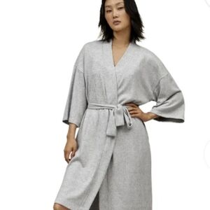 Ugg 3/4 Sleeve Peached Knit Monrose Robe- Heather Grey